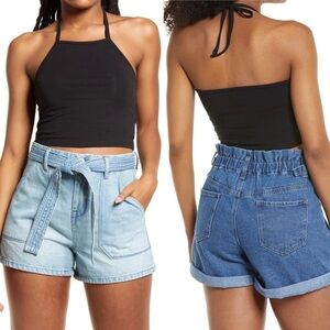 NEW Nordstrom BP Black Halter Top Size‎ Medium Layering Minimalist Basic Minimal